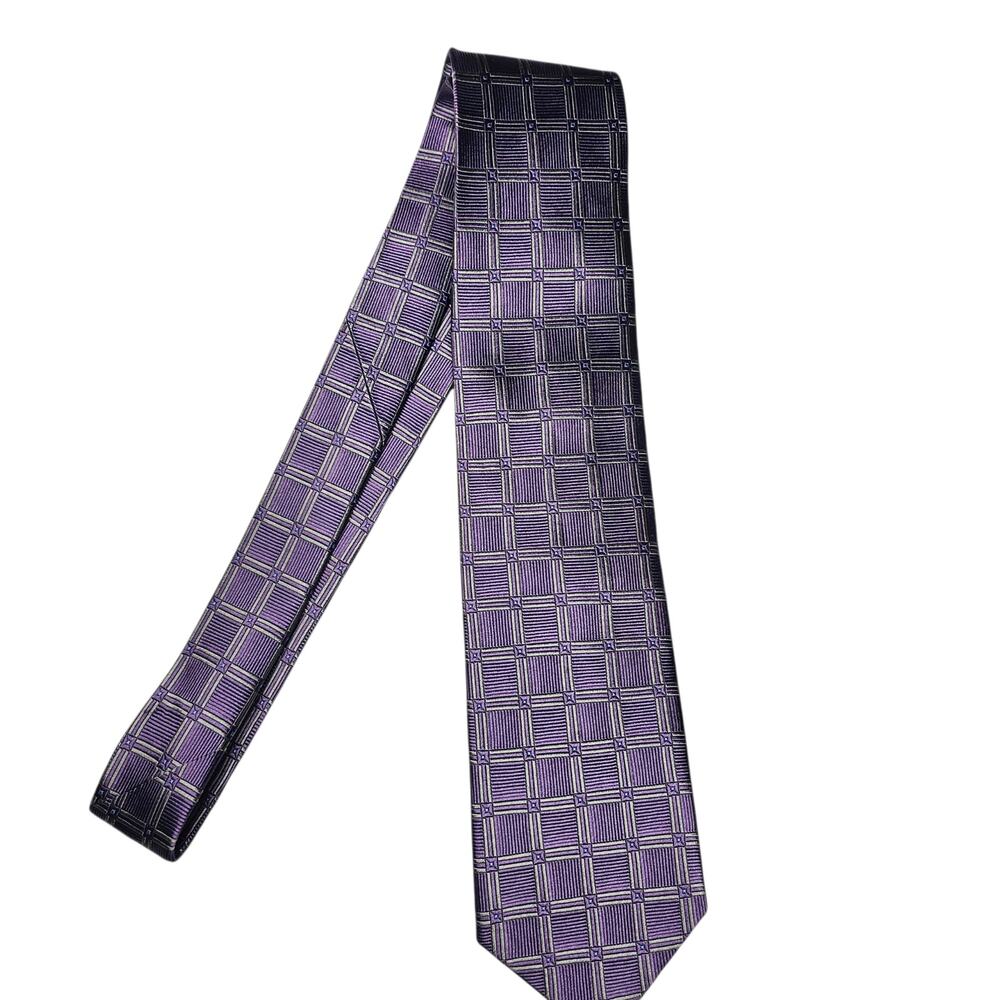 Jos. A. Bank 100% Imported Silk Men's Neck Tie Purple Geometric NWT